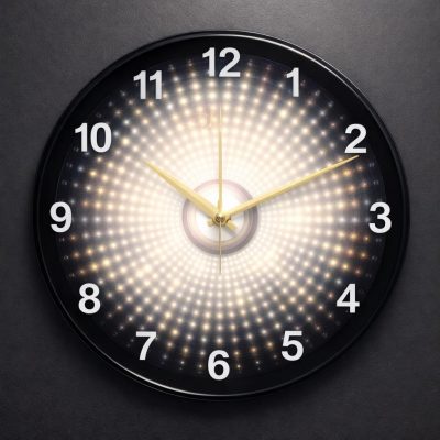 Light Halo Glass Wall Clock 36cm Silent Quartz Decor