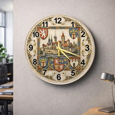 Vintage Castle Glass Wall Clock 51cm Silent Quartz Decor