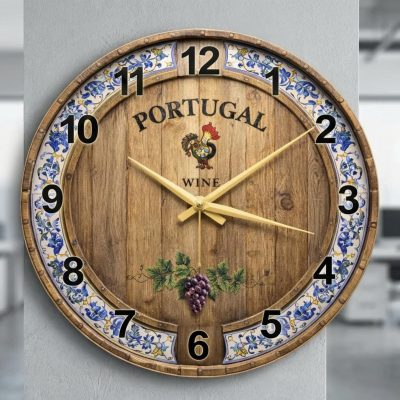 Portugal Wine Glass Wall Clock 36cm Silent Quartz Decor